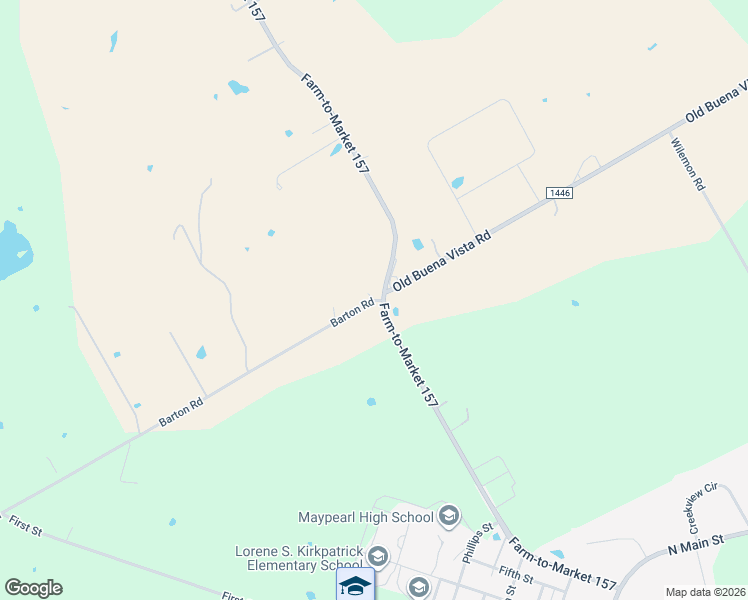 map of restaurants, bars, coffee shops, grocery stores, and more near 100 Barton Road in Maypearl