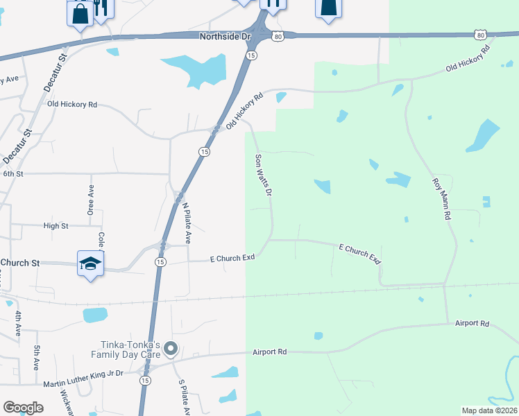 map of restaurants, bars, coffee shops, grocery stores, and more near 122 Son Watts Road in Newton