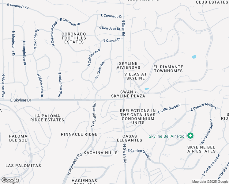 map of restaurants, bars, coffee shops, grocery stores, and more near 4601 East Skyline Drive in Tucson