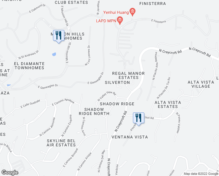 map of restaurants, bars, coffee shops, grocery stores, and more near 6375 North Valley View Road in Tucson