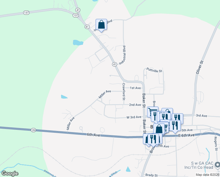 map of restaurants, bars, coffee shops, grocery stores, and more near 216 Miller Avenue in Buena Vista