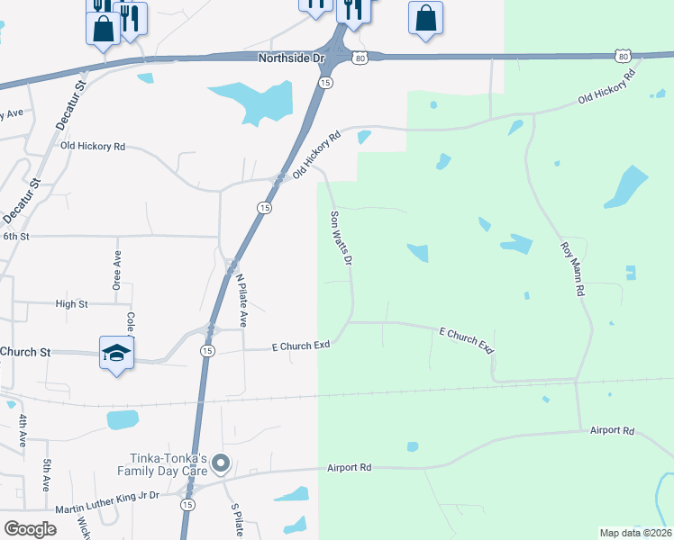map of restaurants, bars, coffee shops, grocery stores, and more near 122-132 Son Watts Road in Newton