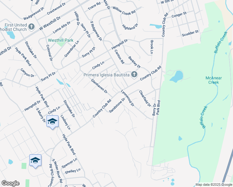 map of restaurants, bars, coffee shops, grocery stores, and more near 1208 Country Club Road in Cleburne