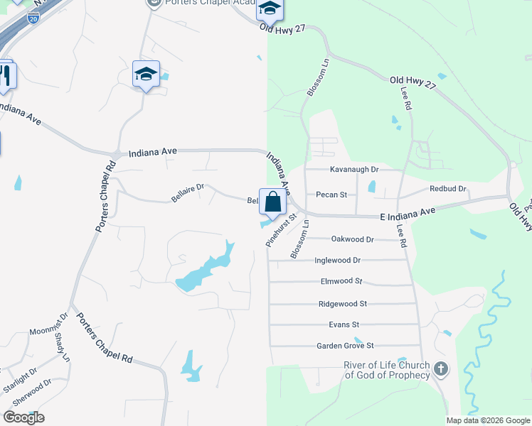 map of restaurants, bars, coffee shops, grocery stores, and more near 108 Pinehurst Street in Vicksburg