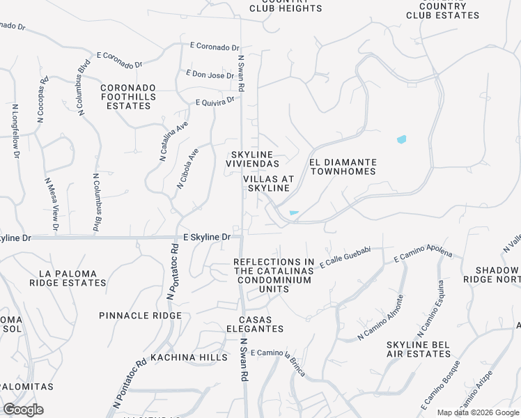 map of restaurants, bars, coffee shops, grocery stores, and more near 6513 North Green Briar Drive in Tucson