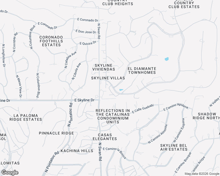 map of restaurants, bars, coffee shops, grocery stores, and more near 6513 North Green Briar Drive in Tucson