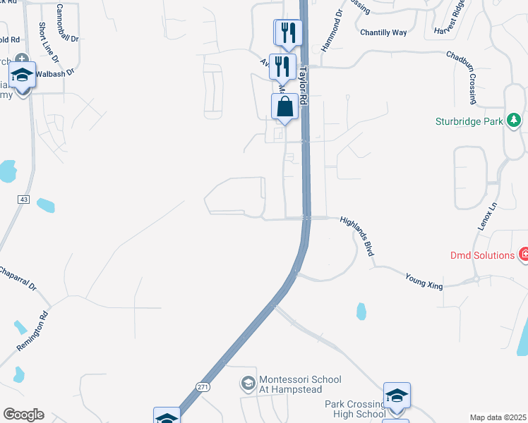 map of restaurants, bars, coffee shops, grocery stores, and more near 201 Taylor Oaks Circle in Montgomery