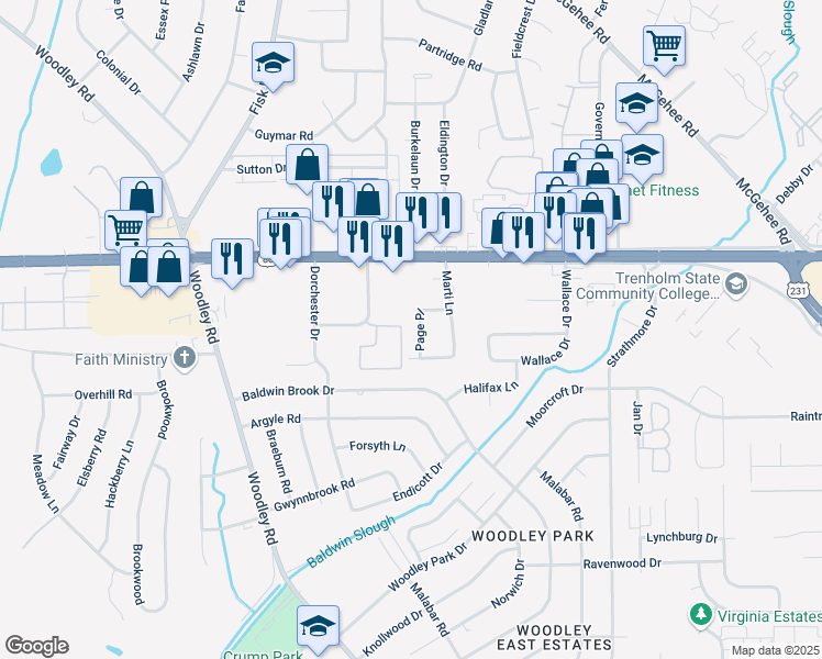 map of restaurants, bars, coffee shops, grocery stores, and more near 2823 Page Pl in Montgomery