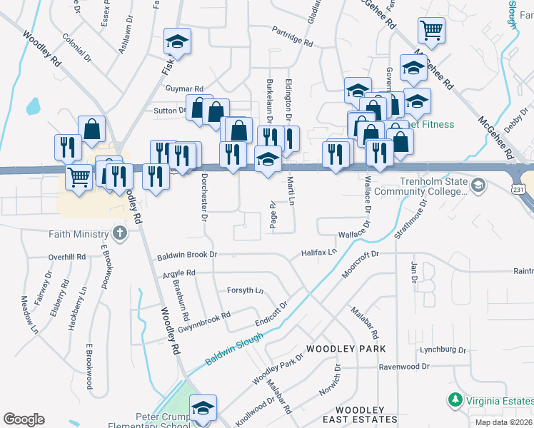map of restaurants, bars, coffee shops, grocery stores, and more near 2823 Page Pl in Montgomery