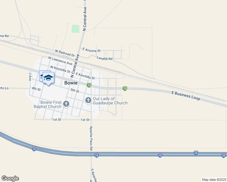 map of restaurants, bars, coffee shops, grocery stores, and more near East Business Loop in Cochise County