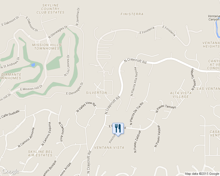 map of restaurants, bars, coffee shops, grocery stores, and more near 6500 North Regal Manor Drive in Tucson