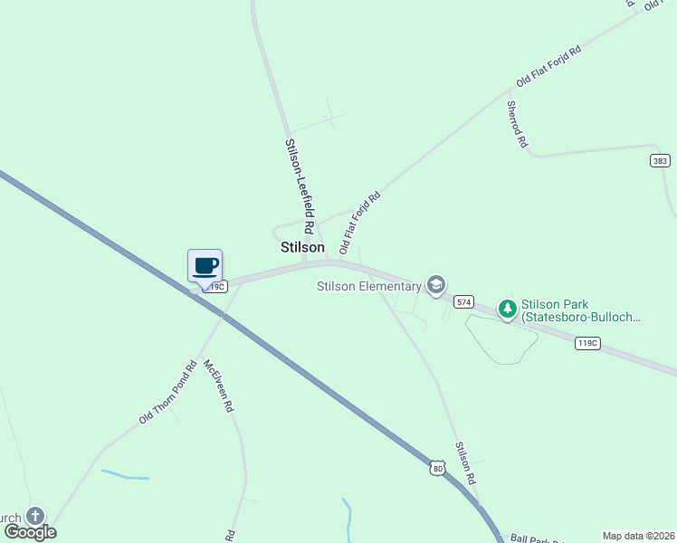 map of restaurants, bars, coffee shops, grocery stores, and more near 17035 State Route 119C in Brooklet