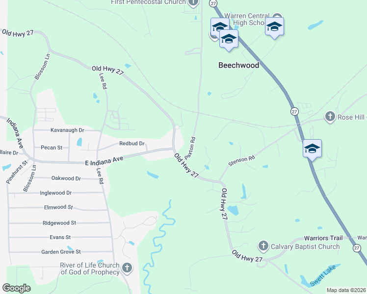 map of restaurants, bars, coffee shops, grocery stores, and more near Old Highway 27 in Vicksburg