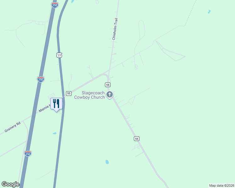 map of restaurants, bars, coffee shops, grocery stores, and more near 355 Farm to Market 55 in Waxahachie