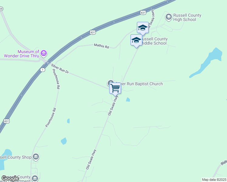 map of restaurants, bars, coffee shops, grocery stores, and more near 56 Silver Run Drive in Seale