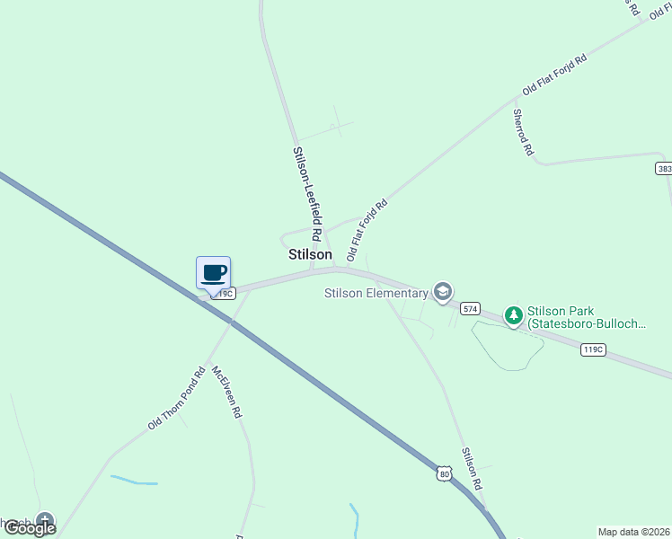 map of restaurants, bars, coffee shops, grocery stores, and more near 17035 State Route 119C in Brooklet