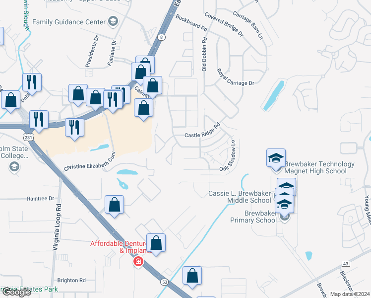 map of restaurants, bars, coffee shops, grocery stores, and more near 3762 Gas Light Curve in Montgomery