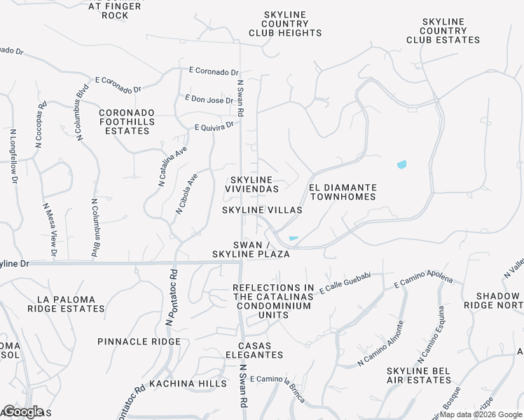 map of restaurants, bars, coffee shops, grocery stores, and more near 6513 North Green Briar Drive in Tucson