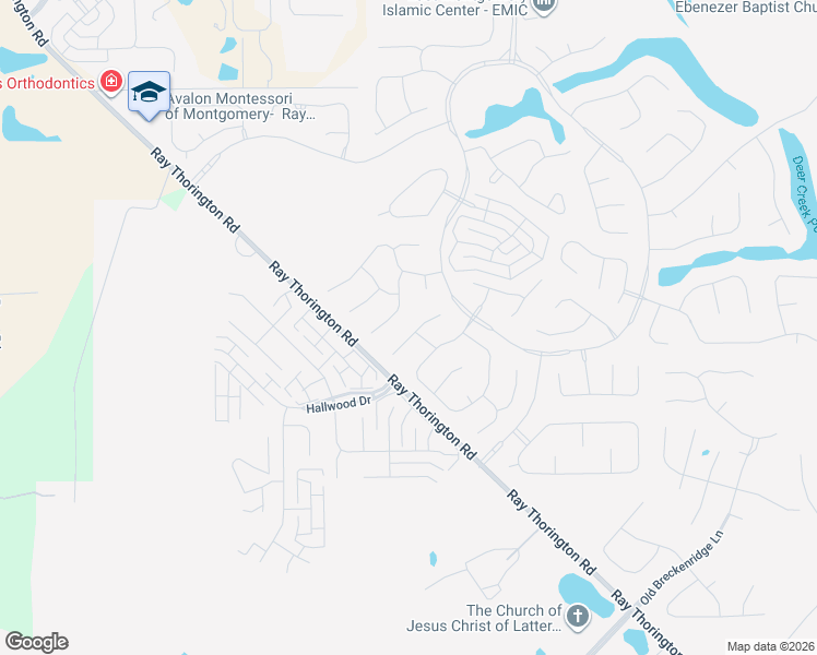 map of restaurants, bars, coffee shops, grocery stores, and more near 9424 Bristlecone Drive in Montgomery
