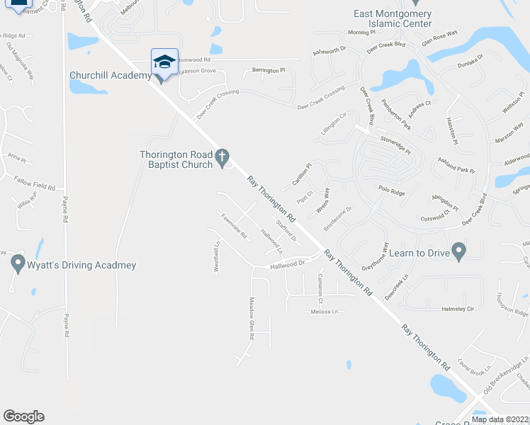 map of restaurants, bars, coffee shops, grocery stores, and more near 1100 Stafford Drive in Montgomery