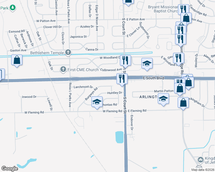 map of restaurants, bars, coffee shops, grocery stores, and more near in Montgomery