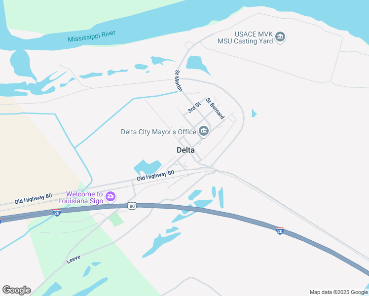 map of restaurants, bars, coffee shops, grocery stores, and more near 304-306 Ouachita in Delta