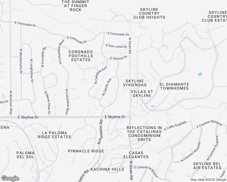 map of restaurants, bars, coffee shops, grocery stores, and more near 6601 North Pontatoc Road in Tucson