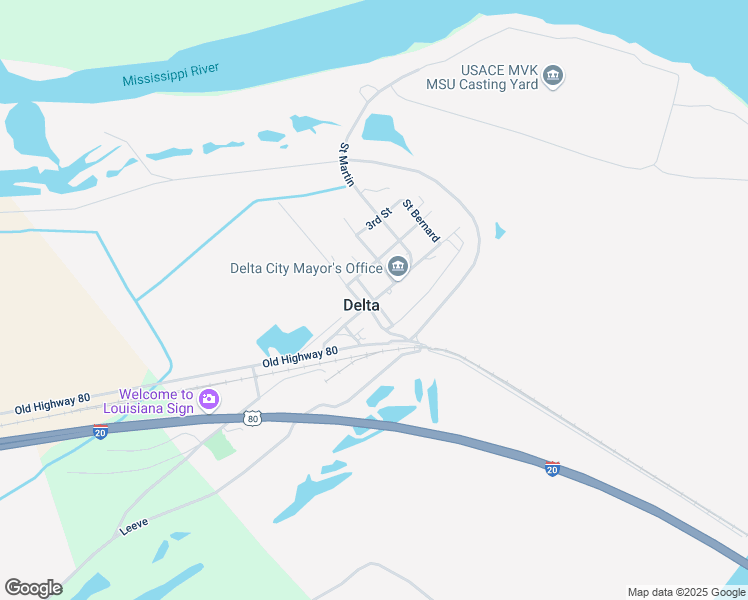 map of restaurants, bars, coffee shops, grocery stores, and more near 304 Ouachita in Delta