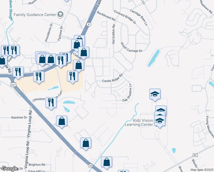 map of restaurants, bars, coffee shops, grocery stores, and more near 3835 Gas Light Curve in Montgomery