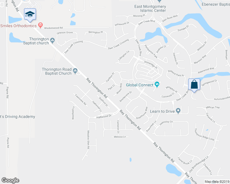 map of restaurants, bars, coffee shops, grocery stores, and more near 9342 Wrens Way in Montgomery