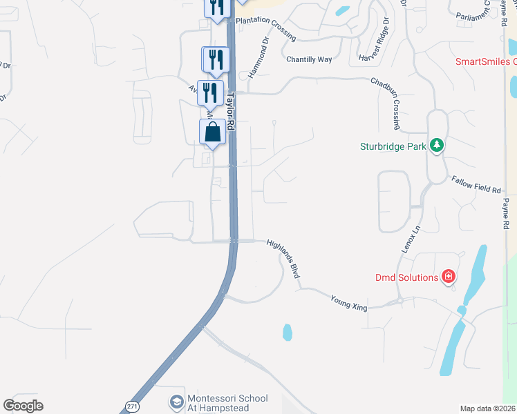 map of restaurants, bars, coffee shops, grocery stores, and more near 3640 Quad Parkway in Montgomery