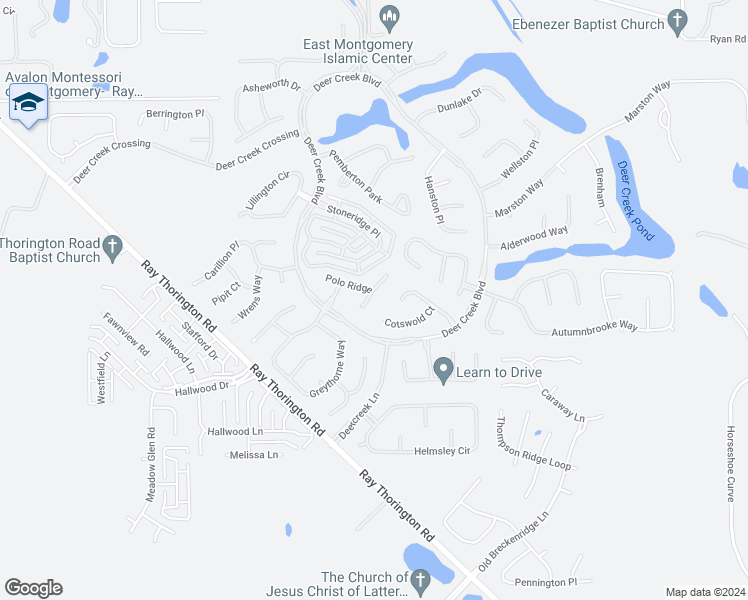 map of restaurants, bars, coffee shops, grocery stores, and more near 9249 Harrington Circle in Montgomery