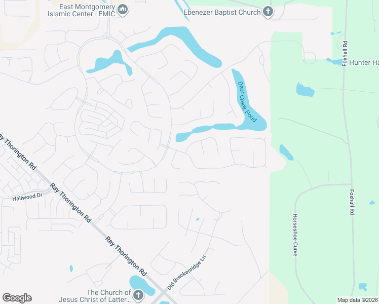 map of restaurants, bars, coffee shops, grocery stores, and more near 9281 Springwood Court in Montgomery