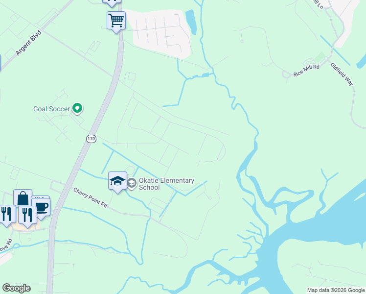 map of restaurants, bars, coffee shops, grocery stores, and more near 1569 Okatie Highway in Okatie