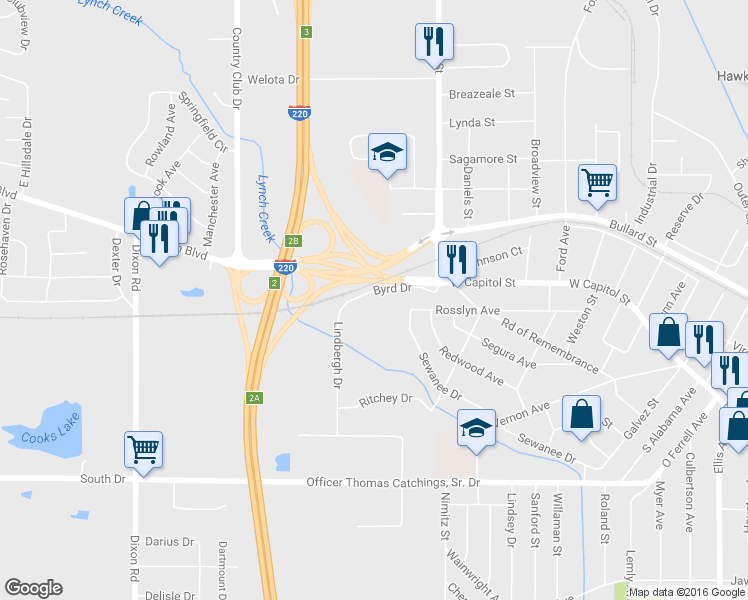 map of restaurants, bars, coffee shops, grocery stores, and more near 4498 Lindbergh Drive in Jackson