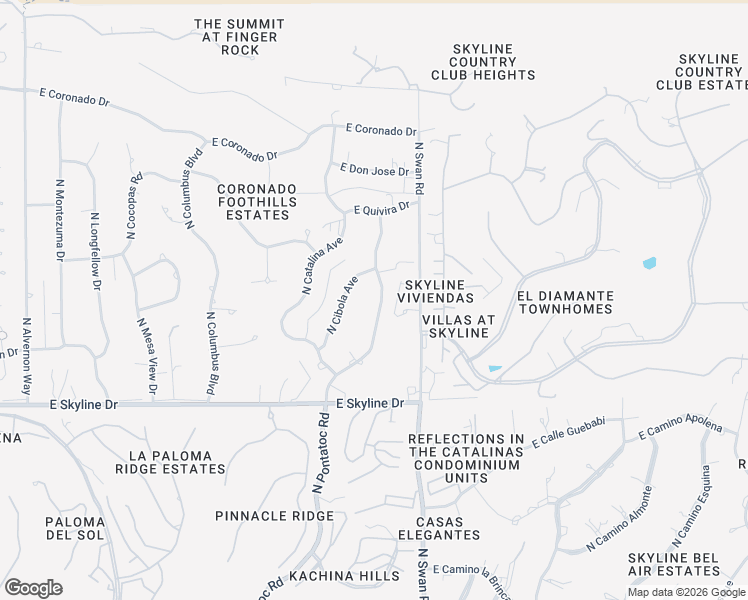 map of restaurants, bars, coffee shops, grocery stores, and more near 6601 North Pontatoc Road in Tucson