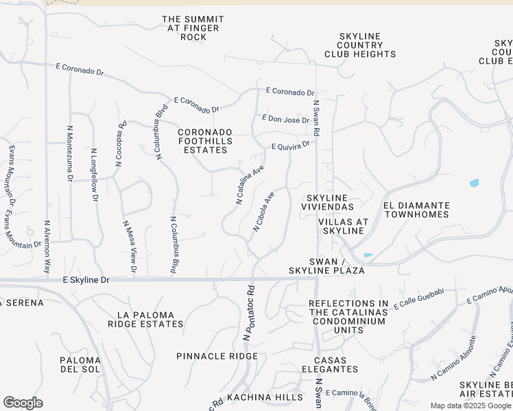 map of restaurants, bars, coffee shops, grocery stores, and more near 6601 North Cibola Avenue in Tucson