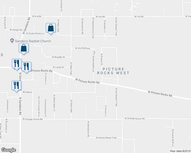 map of restaurants, bars, coffee shops, grocery stores, and more near 11230 West Picture Rocks Road in Tucson
