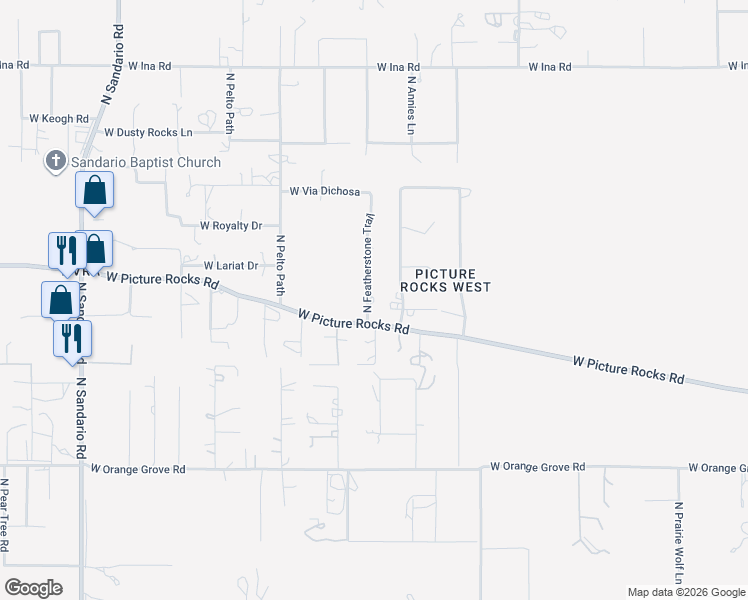 map of restaurants, bars, coffee shops, grocery stores, and more near 11230 West Picture Rocks Road in Tucson