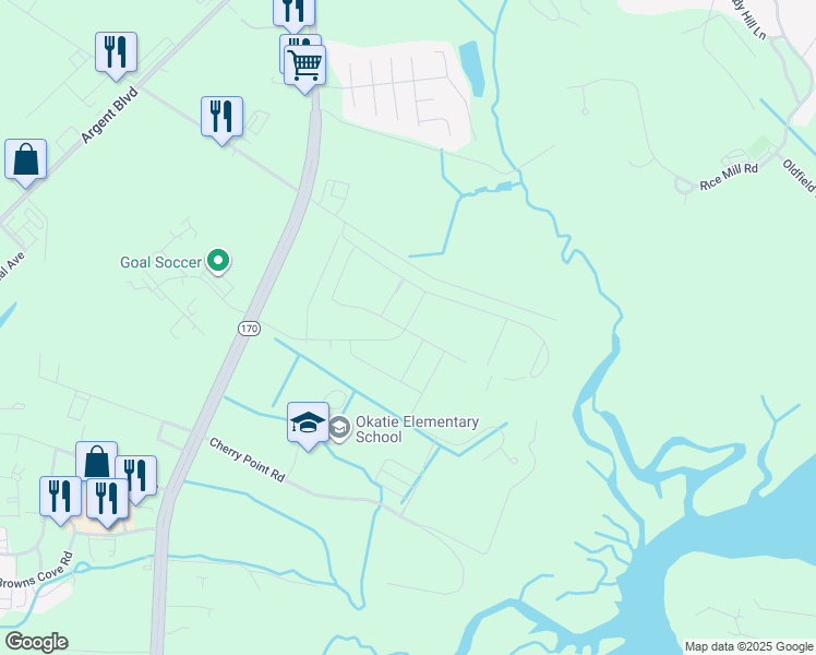 map of restaurants, bars, coffee shops, grocery stores, and more near 1569 Okatie Highway in Okatie