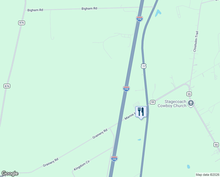 map of restaurants, bars, coffee shops, grocery stores, and more near 310 Grainery Road in Waxahachie