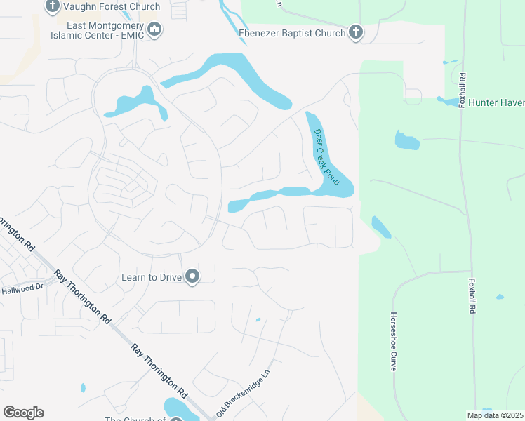 map of restaurants, bars, coffee shops, grocery stores, and more near Springwood Court in Montgomery