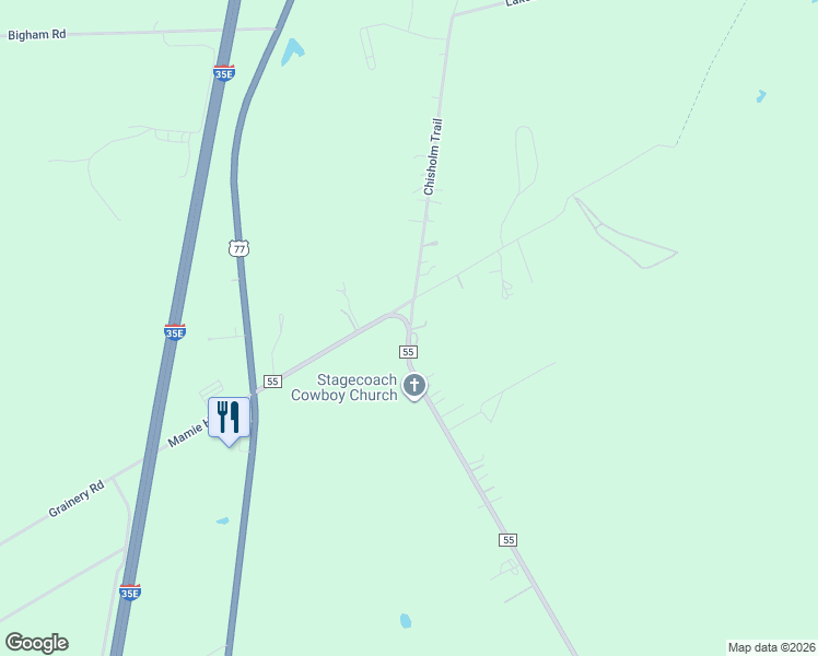 map of restaurants, bars, coffee shops, grocery stores, and more near 309 East Haven Road in Waxahachie