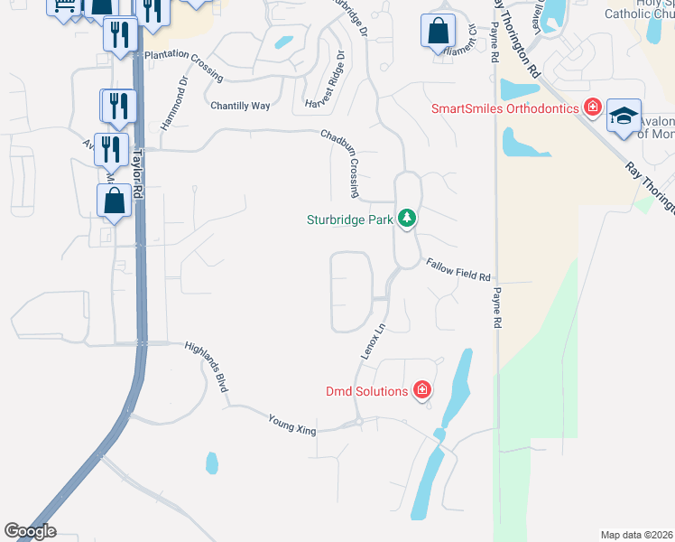 map of restaurants, bars, coffee shops, grocery stores, and more near 8212 Roanoke Court in Montgomery