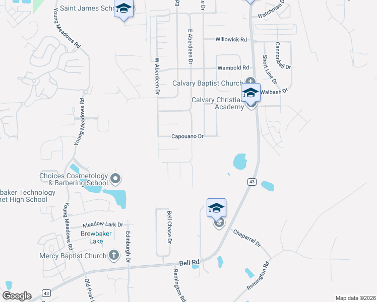 map of restaurants, bars, coffee shops, grocery stores, and more near 6732 Capouano Drive in Montgomery