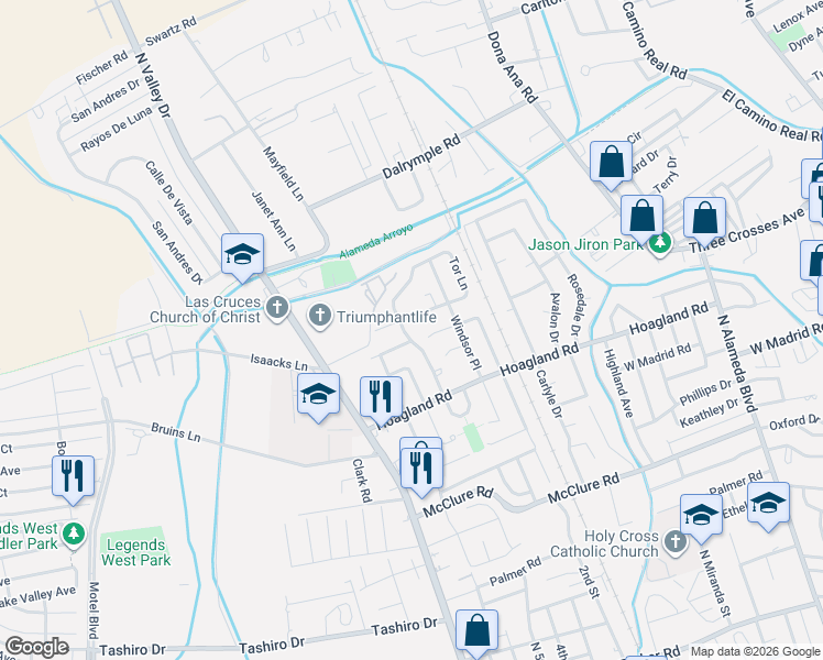map of restaurants, bars, coffee shops, grocery stores, and more near 939 Gilmer Way in Las Cruces