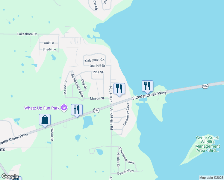 map of restaurants, bars, coffee shops, grocery stores, and more near 1008 Causeway Drive in Kemp