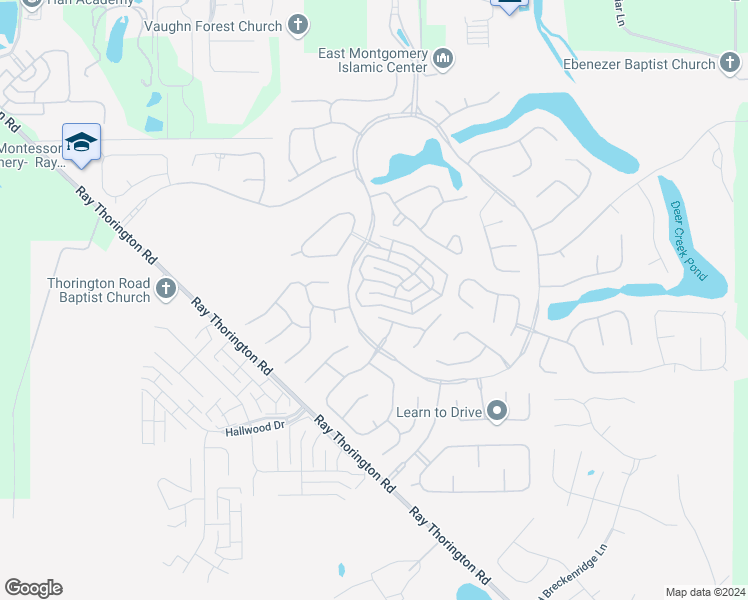 map of restaurants, bars, coffee shops, grocery stores, and more near 8974 Stoneridge Place in Montgomery