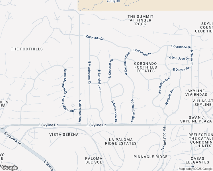 map of restaurants, bars, coffee shops, grocery stores, and more near 6666 North Mesa View Drive in Tucson