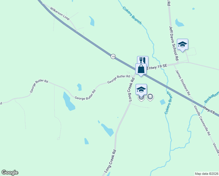 map of restaurants, bars, coffee shops, grocery stores, and more near 2270-2314 George Butler Road in Meridian